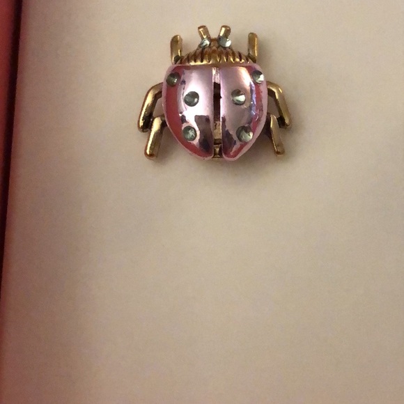 Betsey Johnson Gold Tone & Pastel Purple Ladybug Stud Earrings Crystal Accents - Picture 6 of 12